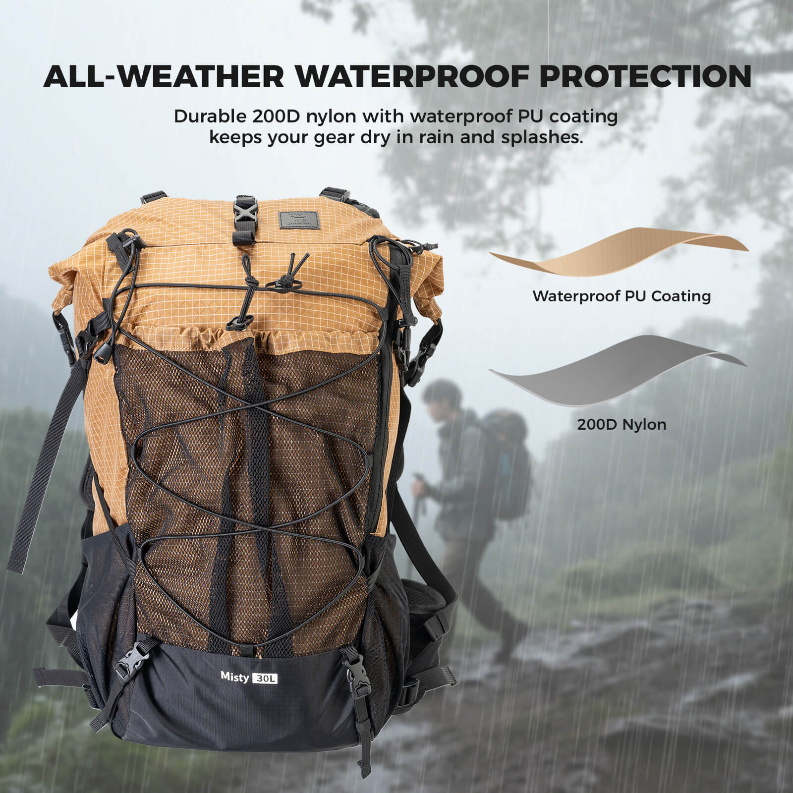 Qunature lightweight hiking backpack designed for outdoor adventures, offering comfort, durability, and practical storage options.