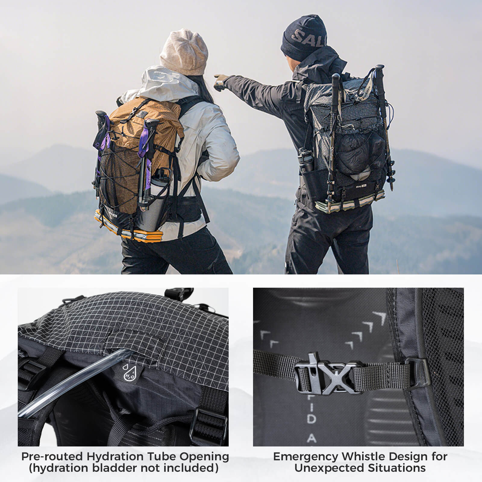 Qunature lightweight hiking backpack designed for outdoor adventures, offering comfort, durability, and practical storage options.