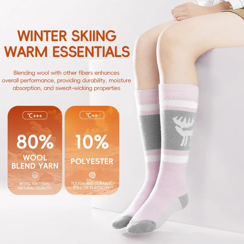 These knee-high ski socks are made from a wool blend for exceptional warmth.