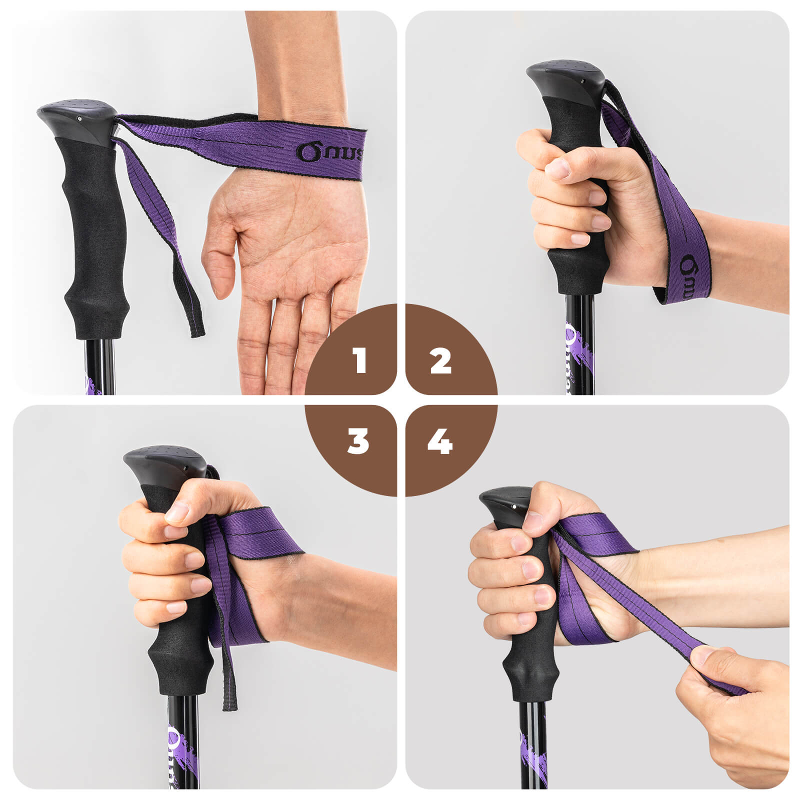 Qunature lightweight foldable trekking poles adjustable from 110 to 130cm, ideal for hiking, walking, and mountain adventures.