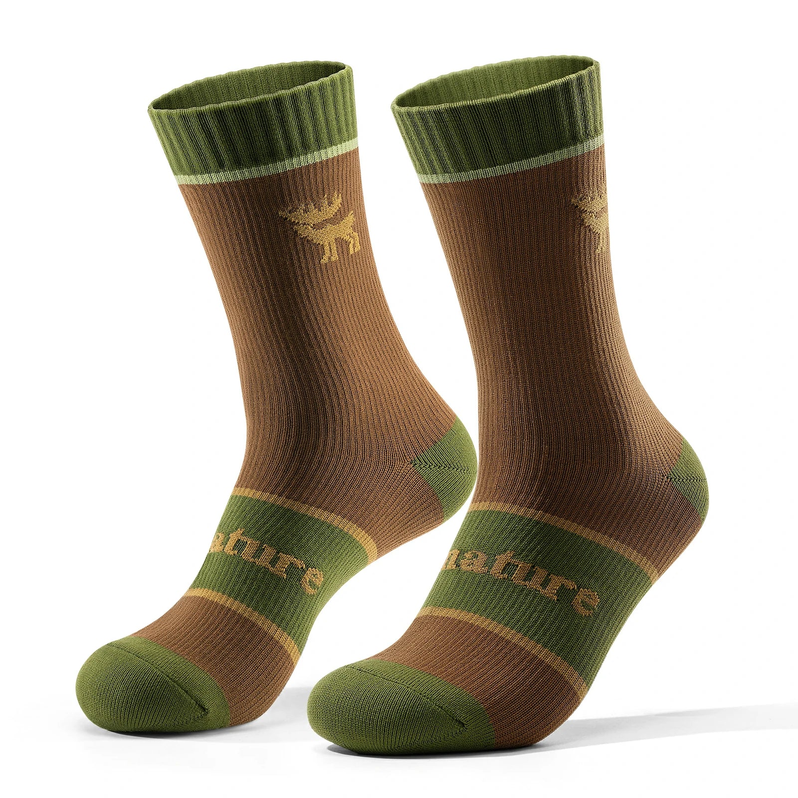 qunature mid-calf waterproof socks #Color_Khaki