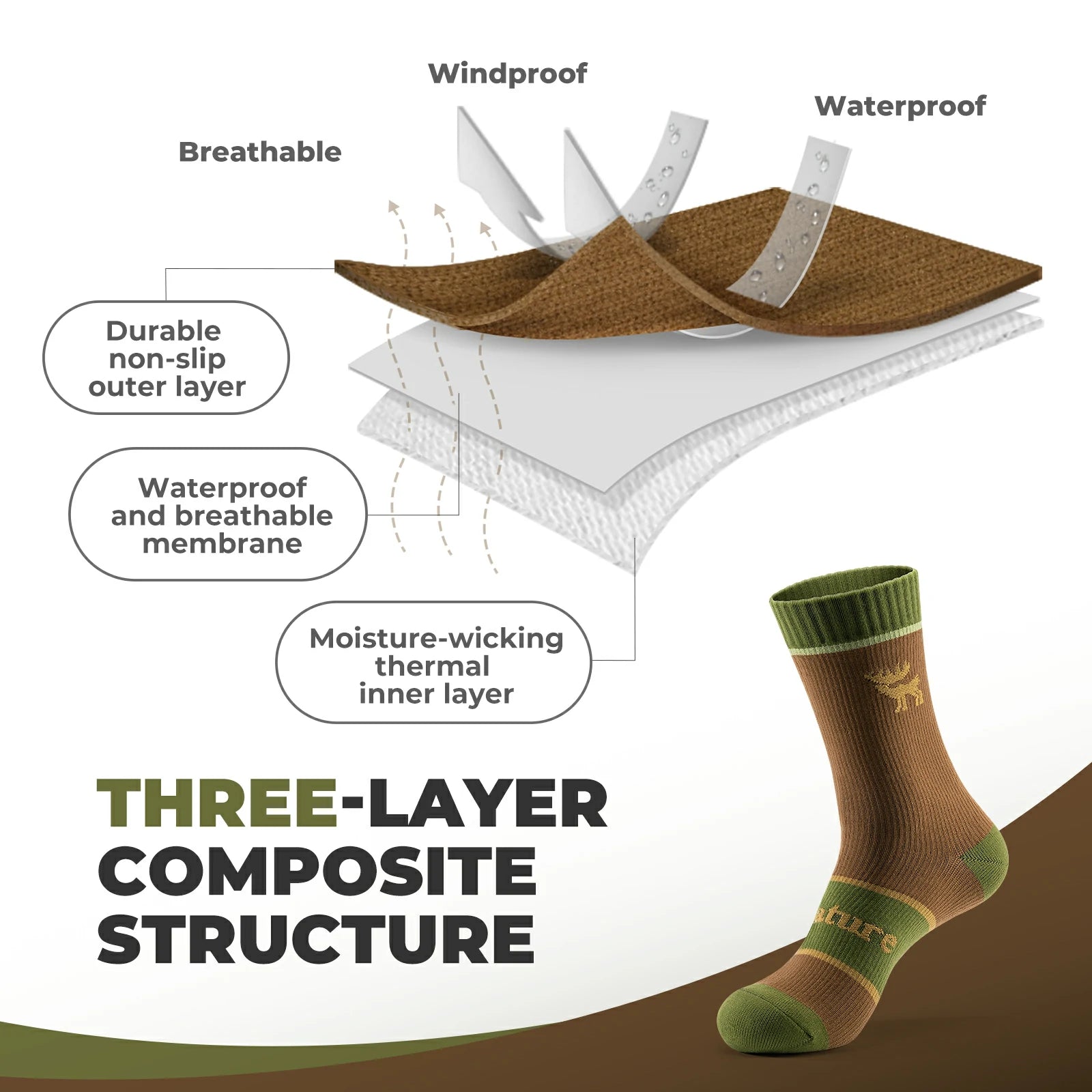 qunature mid-calf waterproof socks