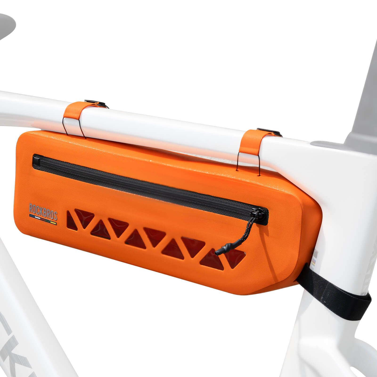 road to sky 100% waterproof bike frame bag model as-142 with secure storage #Color_Orange