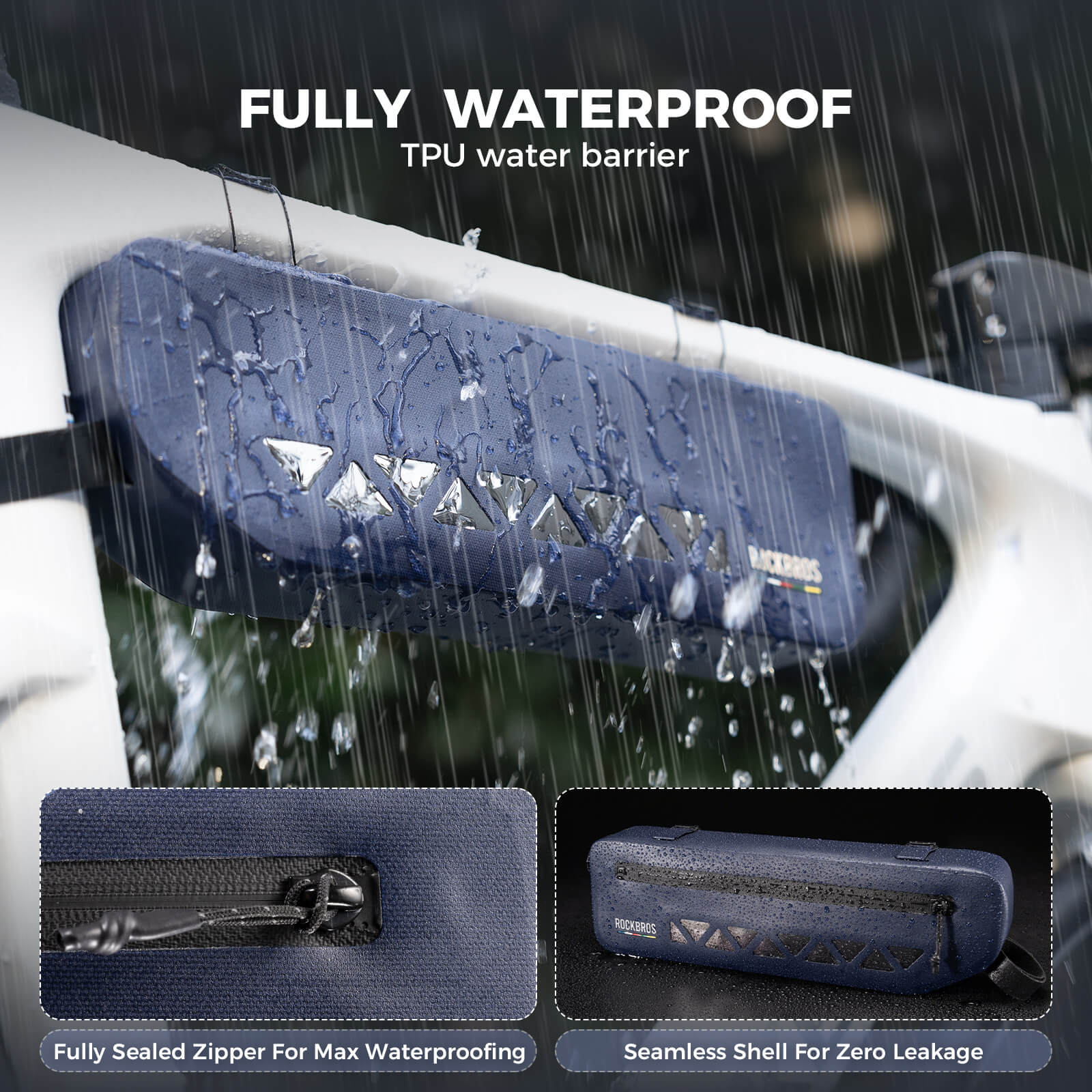 road to sky 100% waterproof bike frame bag model as-142 with secure storage