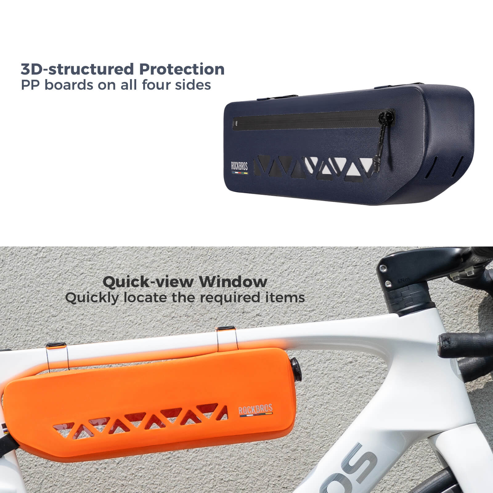 road to sky 100% waterproof bike frame bag model as-142 with secure storage