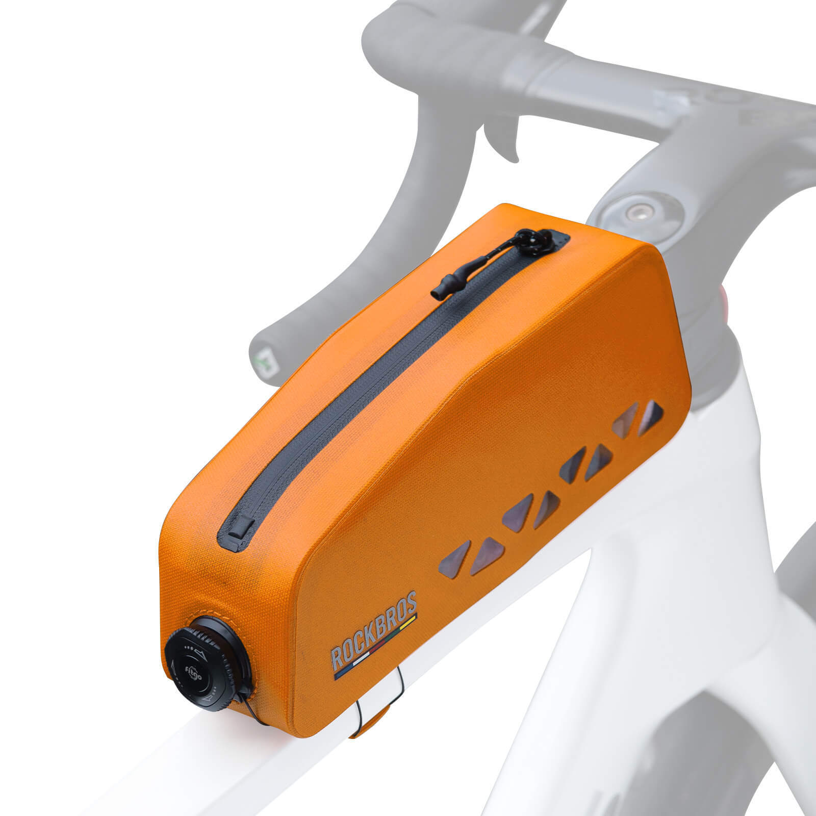 road to sky 100% waterproof bike frame bag model as-142 with secure storage #Color_Orange