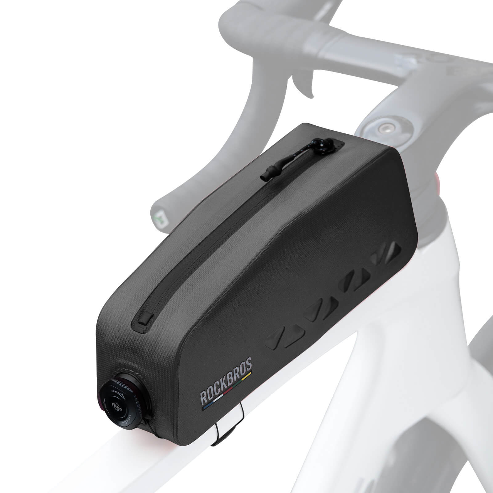 road to sky 100% waterproof bike frame bag model as-142 with secure storage #Color_Black