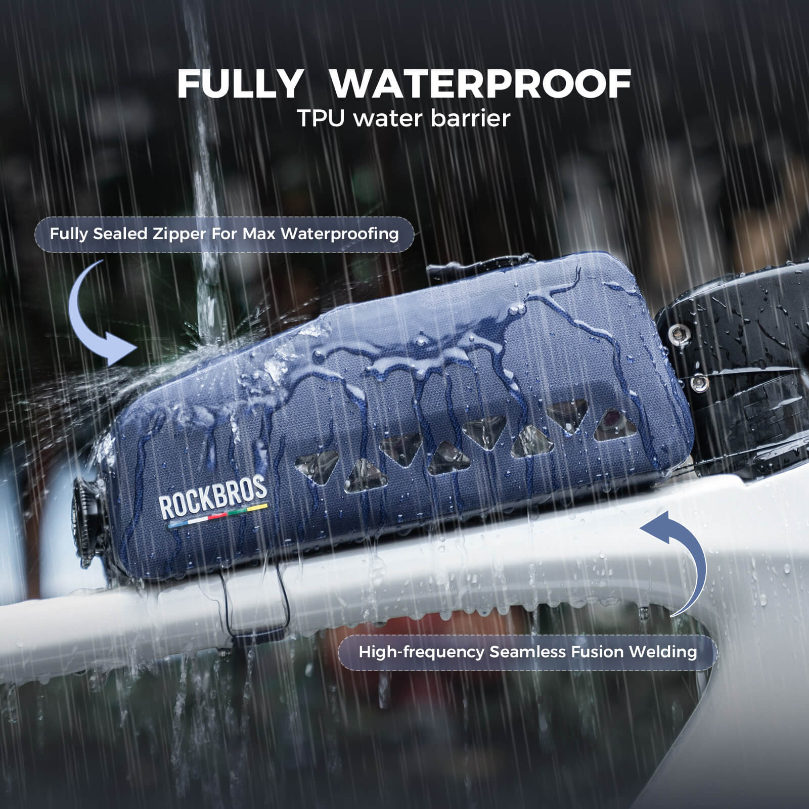 road to sky 100% waterproof bike frame bag model as-142 with secure storage