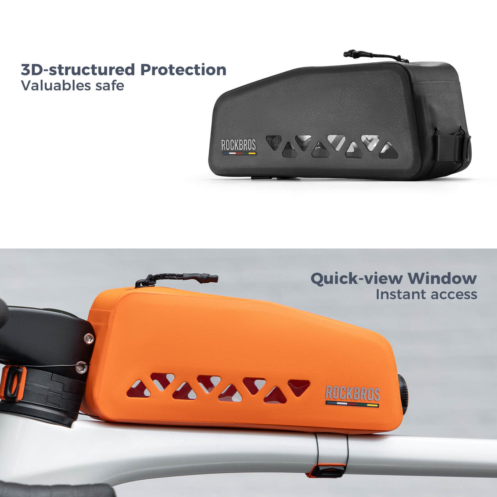 road to sky 100% waterproof bike frame bag model as-142 with secure storage