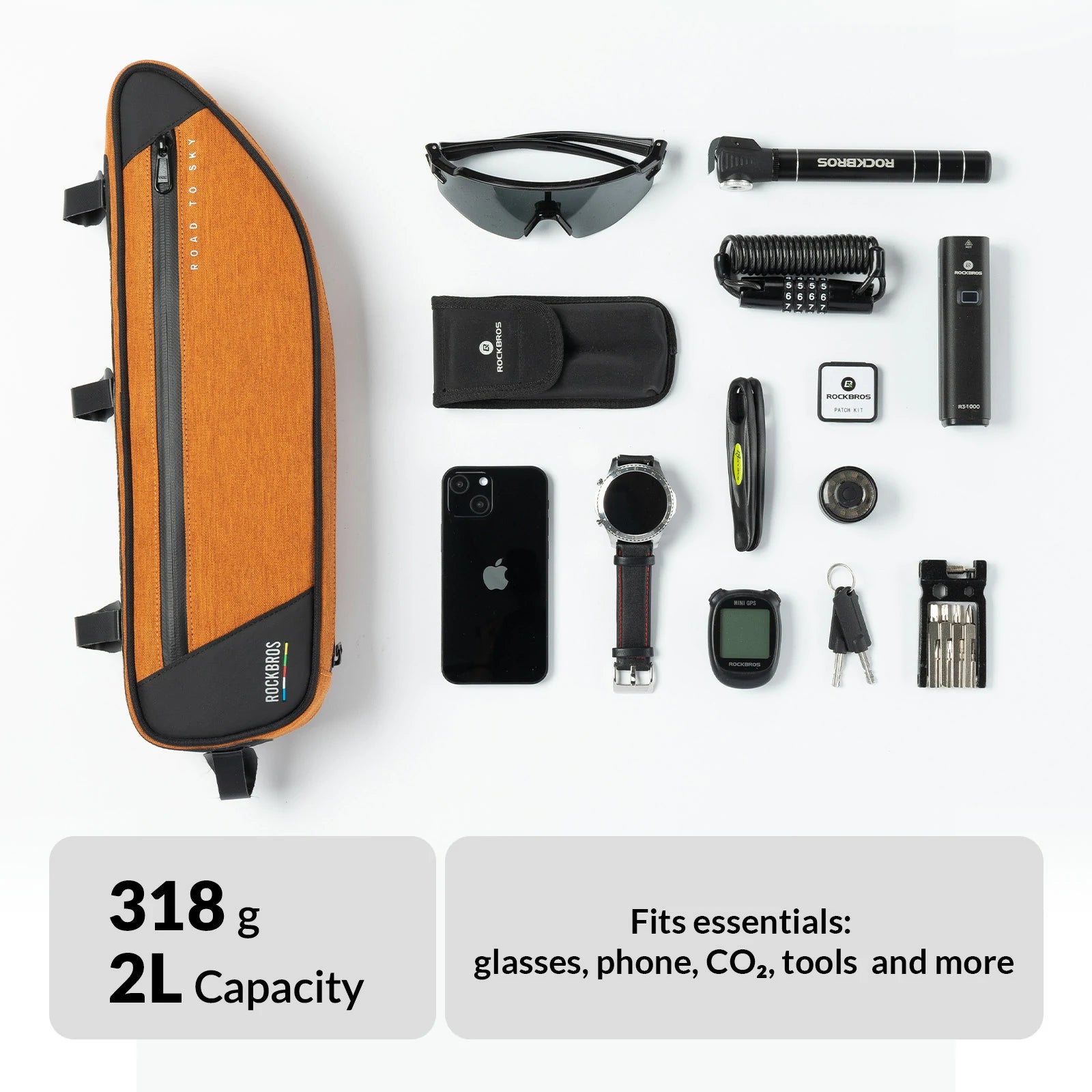 ROCKBROS Road to Sky Bike Frame Bag Reflective Waterproof Triangular Bag 2L
#Color_Orange