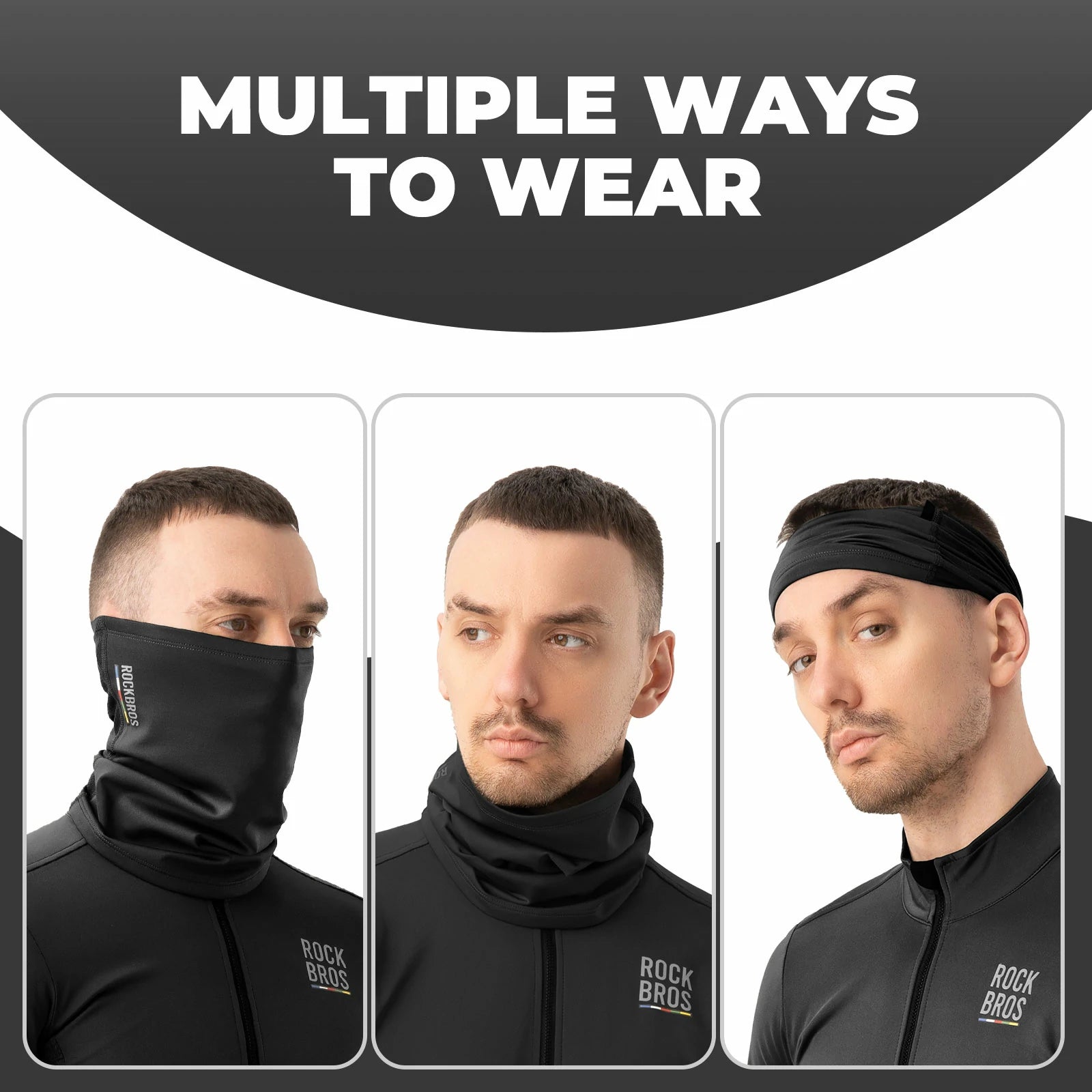 Road-to-Sky black half balaclava breathable cycling neck tube scarf#Color_Black