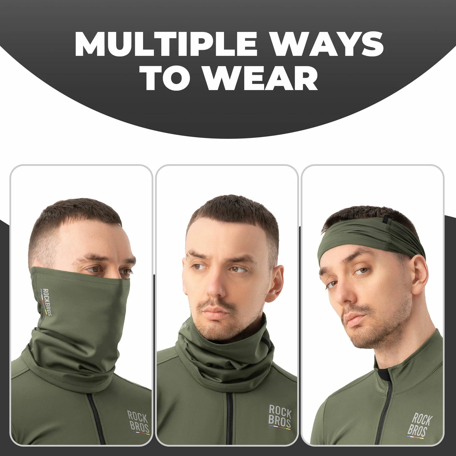 Road-to-Sky dark green cycling neck gaiter bike scarf for outdoor riding#Color_Green