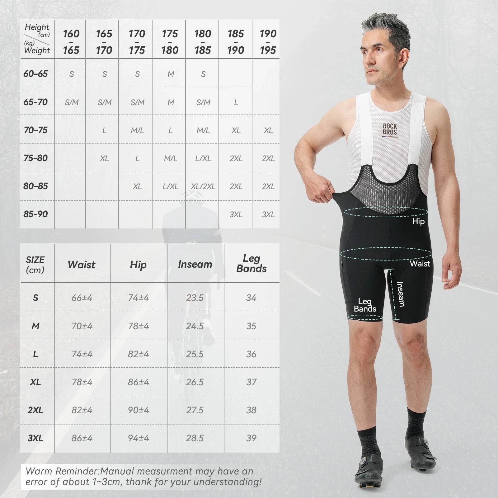 ROCKBROS road to sky mens cycling bib shorts padded breathable