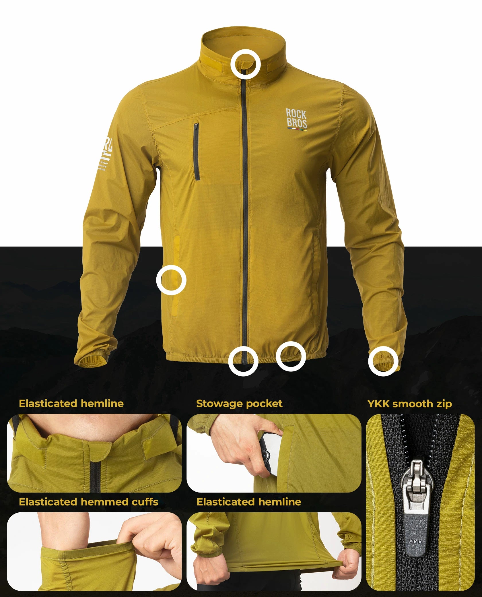 Road to Sky Men's Lightweight Cycling Windbreaker