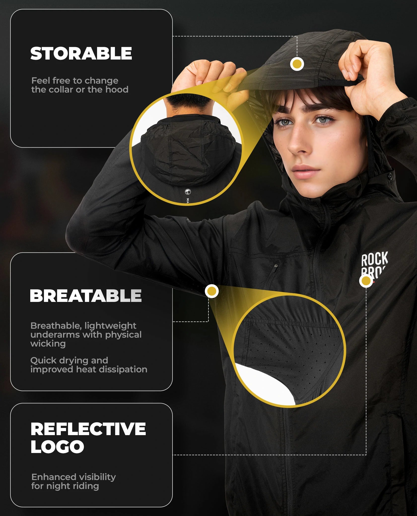 Road to Sky Men's Lightweight Cycling Windbreaker