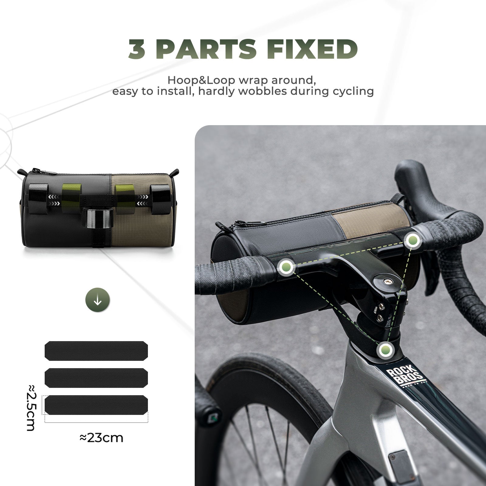 ROCKBROS 1.7L bicycle handlebar bag with detachable shoulder strap, ideal for daily rides and quick-access storage on the go.