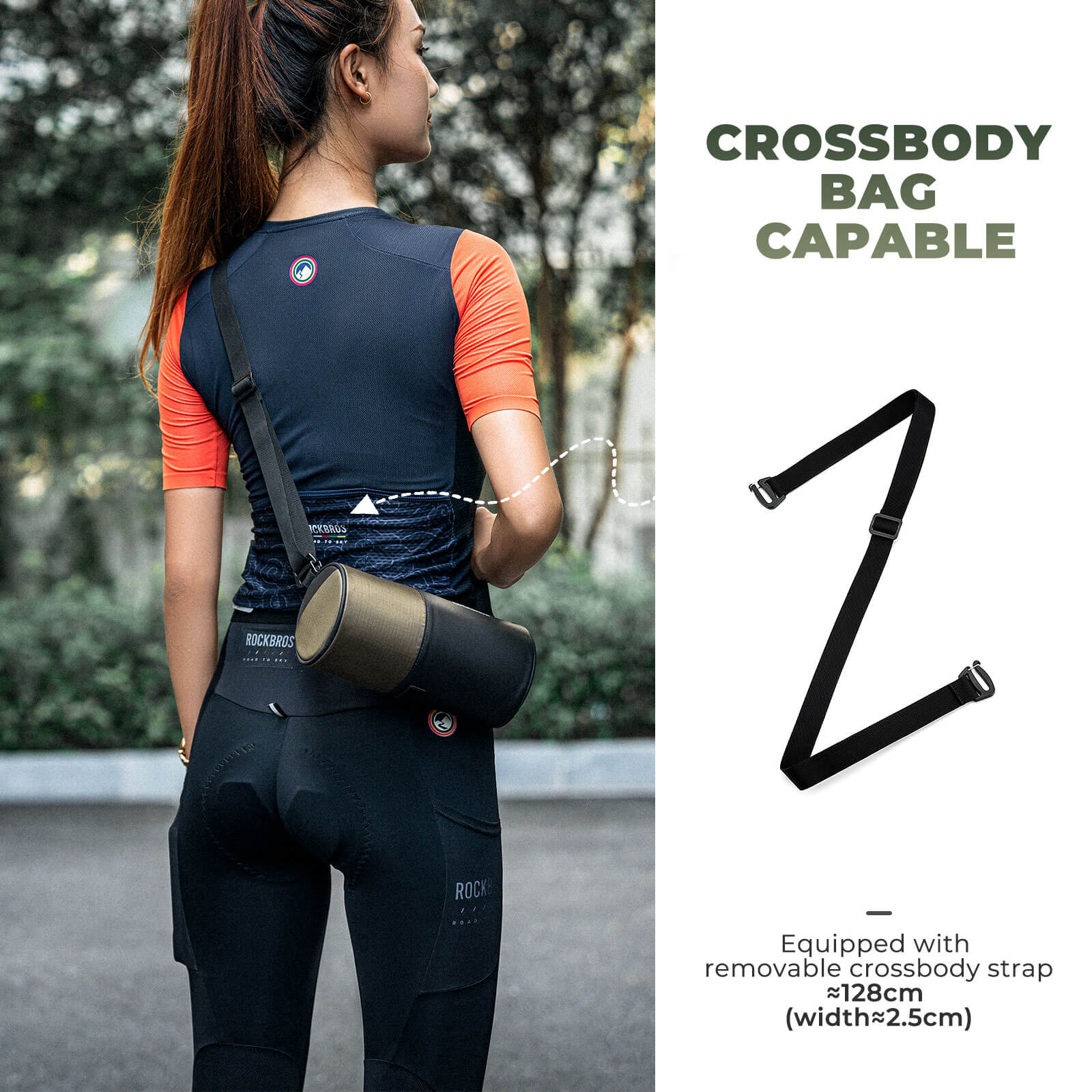 ROCKBROS 1.7L bicycle handlebar bag with detachable shoulder strap, ideal for daily rides and quick-access storage on the go.
