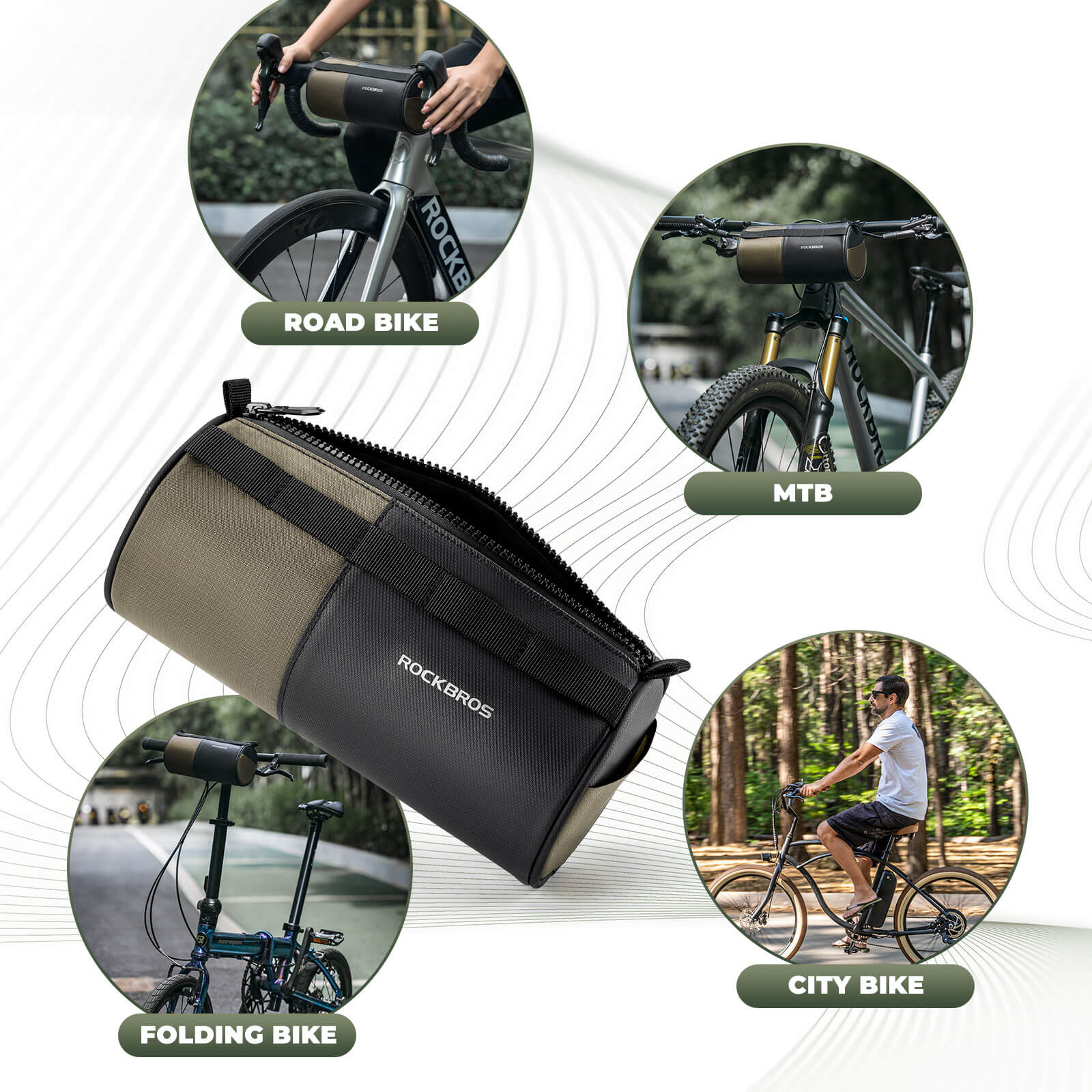 ROCKBROS 1.7L bicycle handlebar bag with detachable shoulder strap, ideal for daily rides and quick-access storage on the go.