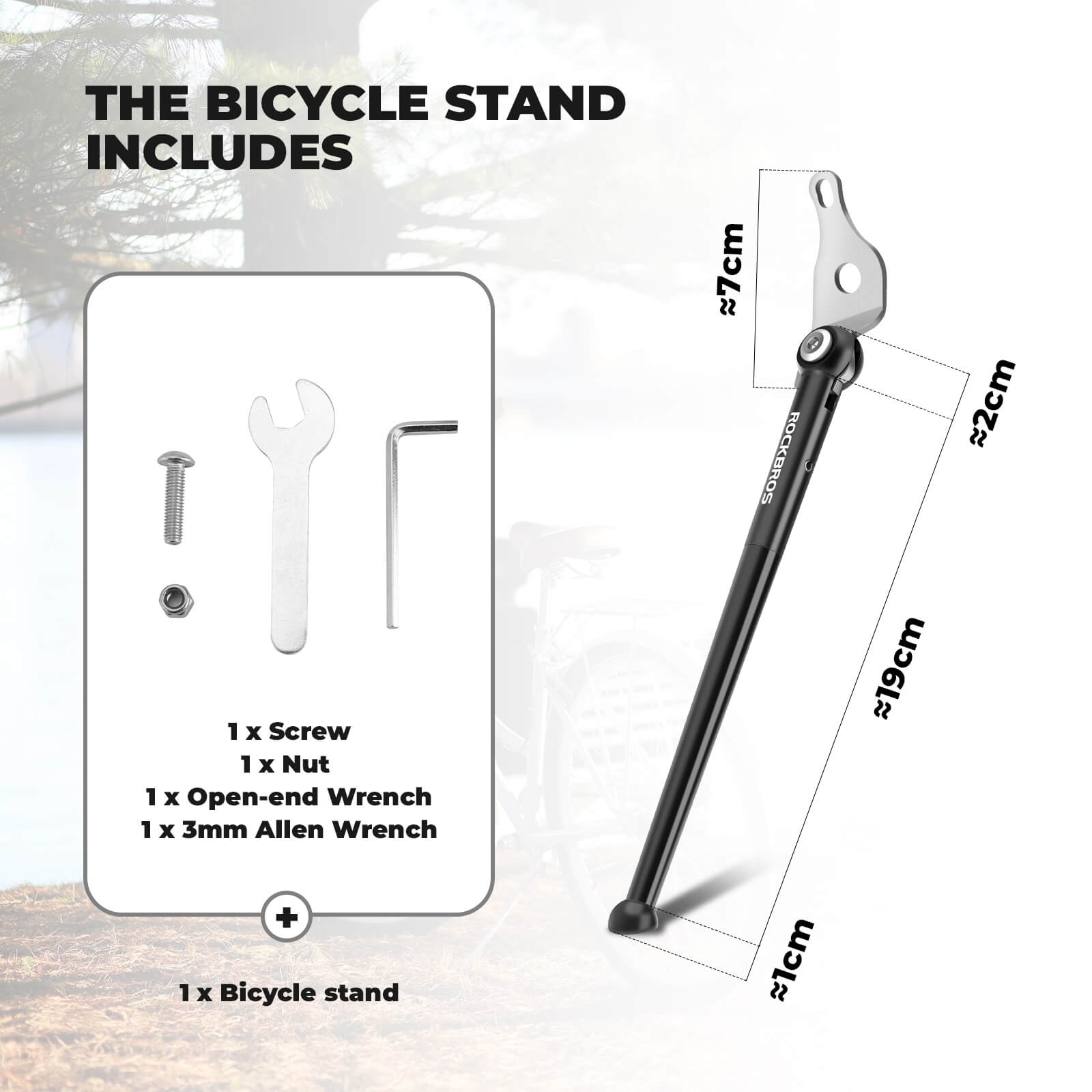 ROCKBROS Bicycle Kickstand Aluminium 16-Inch For Folding Bike