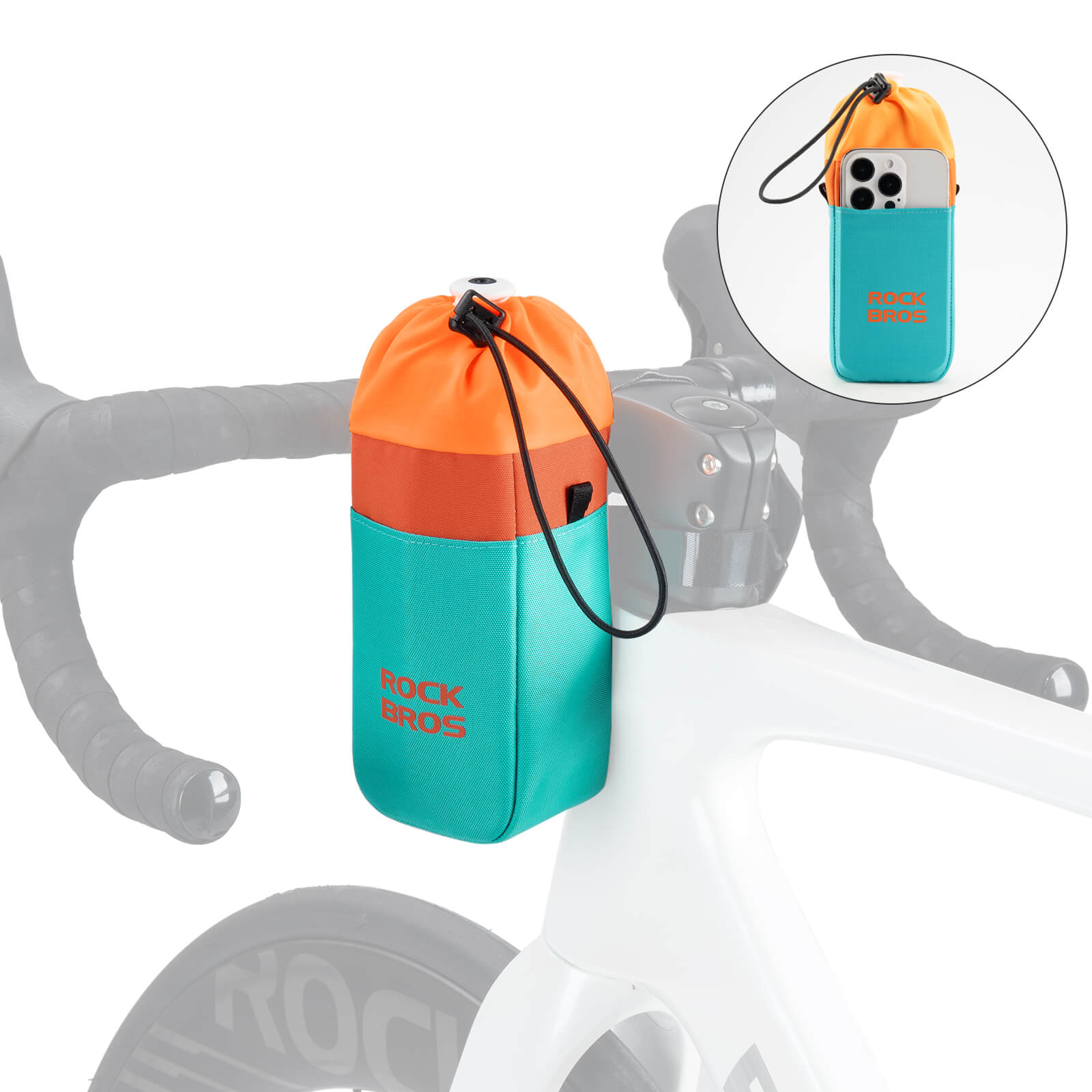 rockbros handlebar bag p004 with bottle holder and shoulder strap for cycling convenience