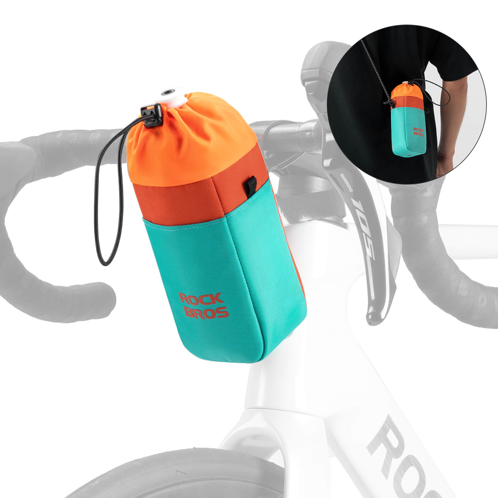 rockbros handlebar bag p004 with bottle holder and shoulder strap for cycling convenience