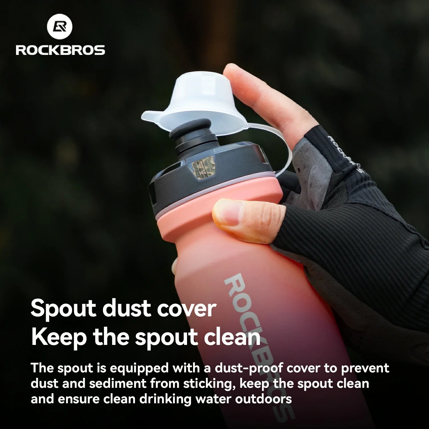 ROCKBROS lightweight bike bottle with pull-top lid, available in 600ml and 750ml sizes, designed for easy hydration during cycling. #Color_Gradient Red