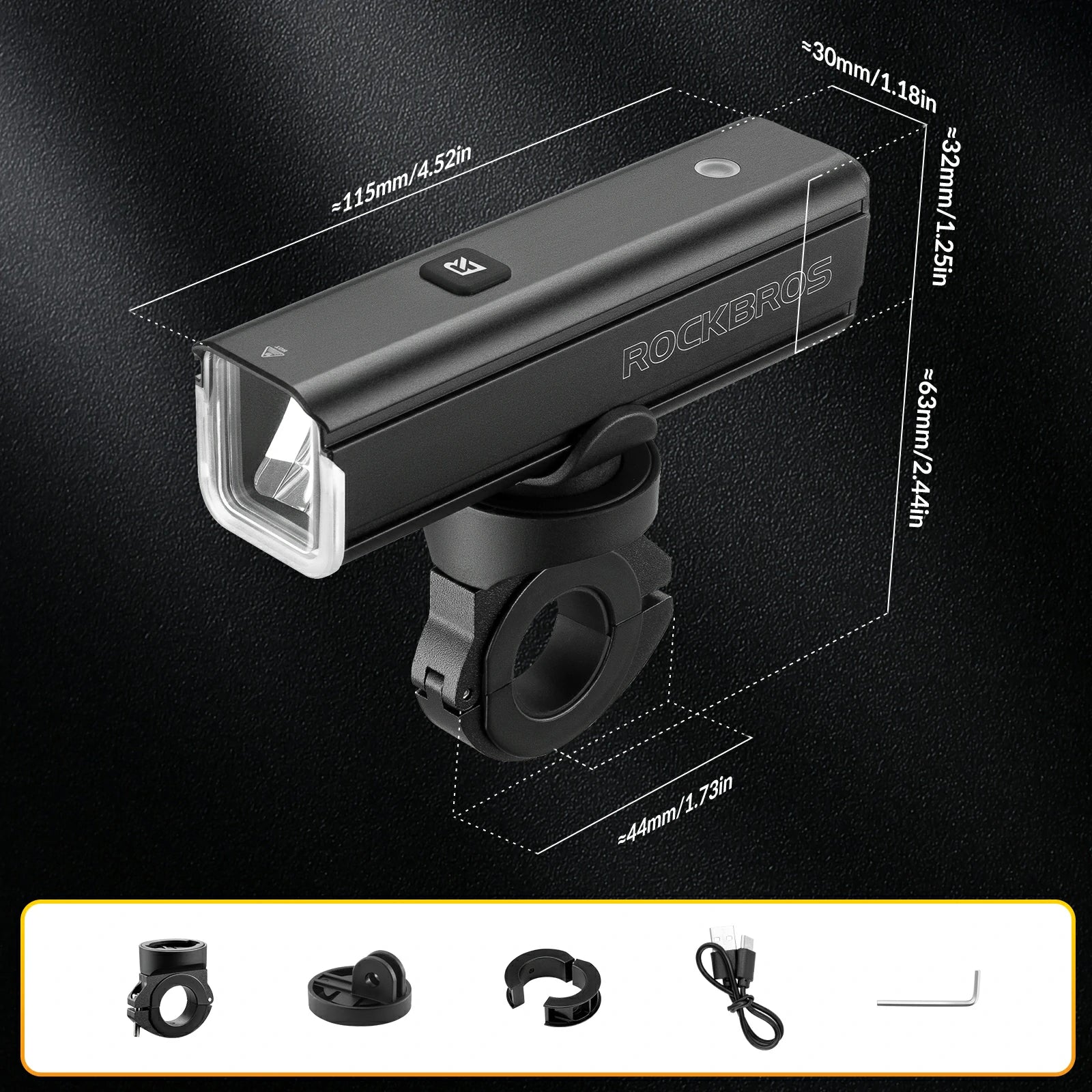 rockbros 1500-lumen aluminium front bike light
