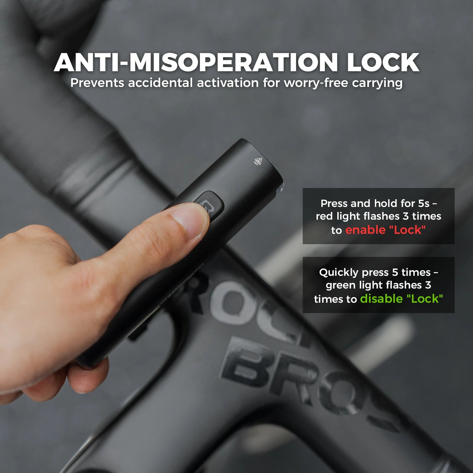 rockbros bike headlight 1200lm 5000mah type-c rechargeable front light for cycling