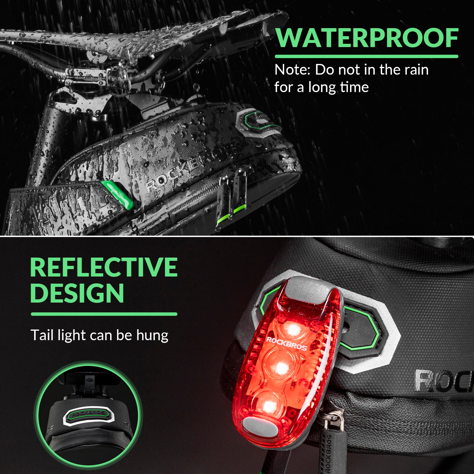 rockbros graphic-print saddle bag, 0.9 l water-resistant fabric