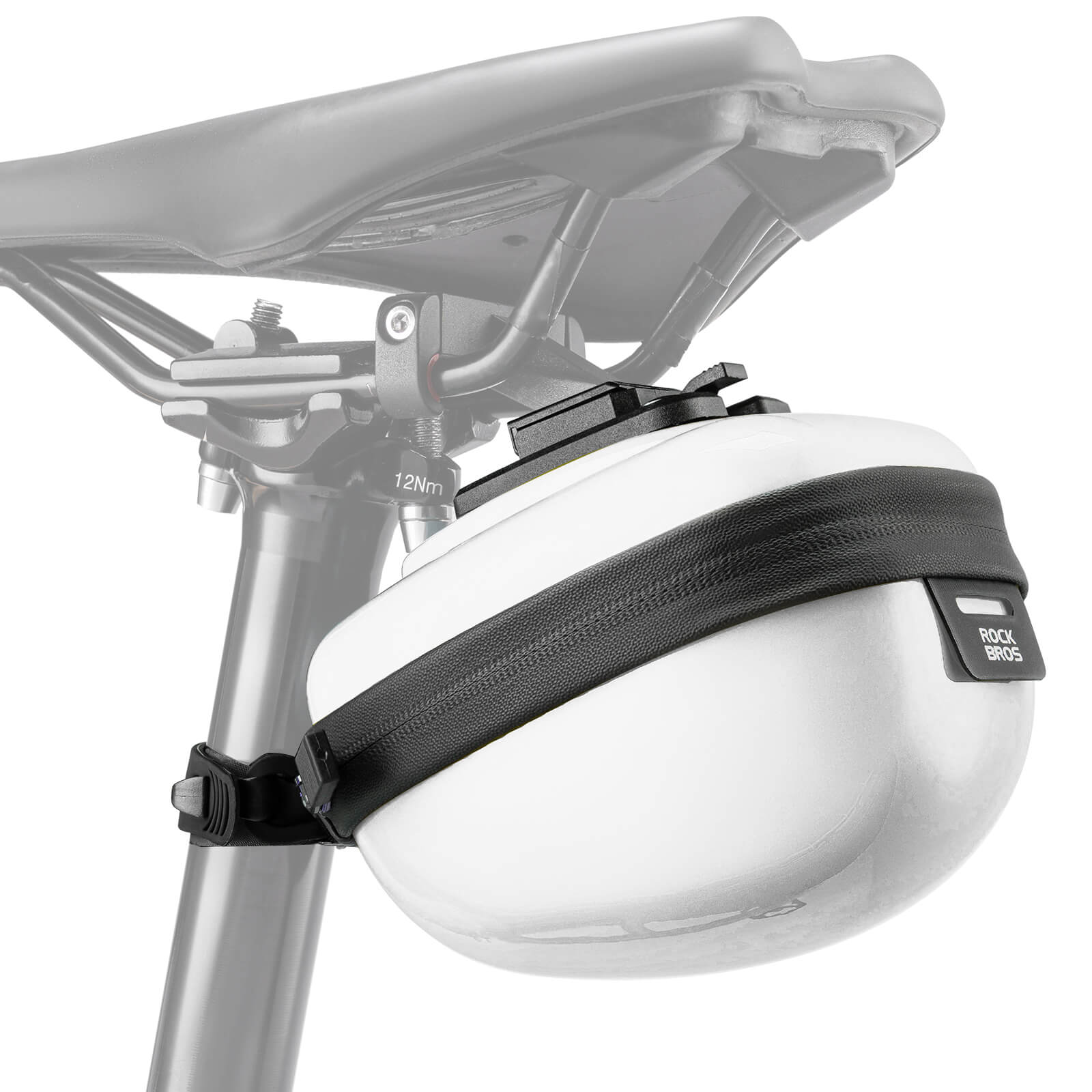 rockbros matte-black hard-shell saddle bag #Color_White