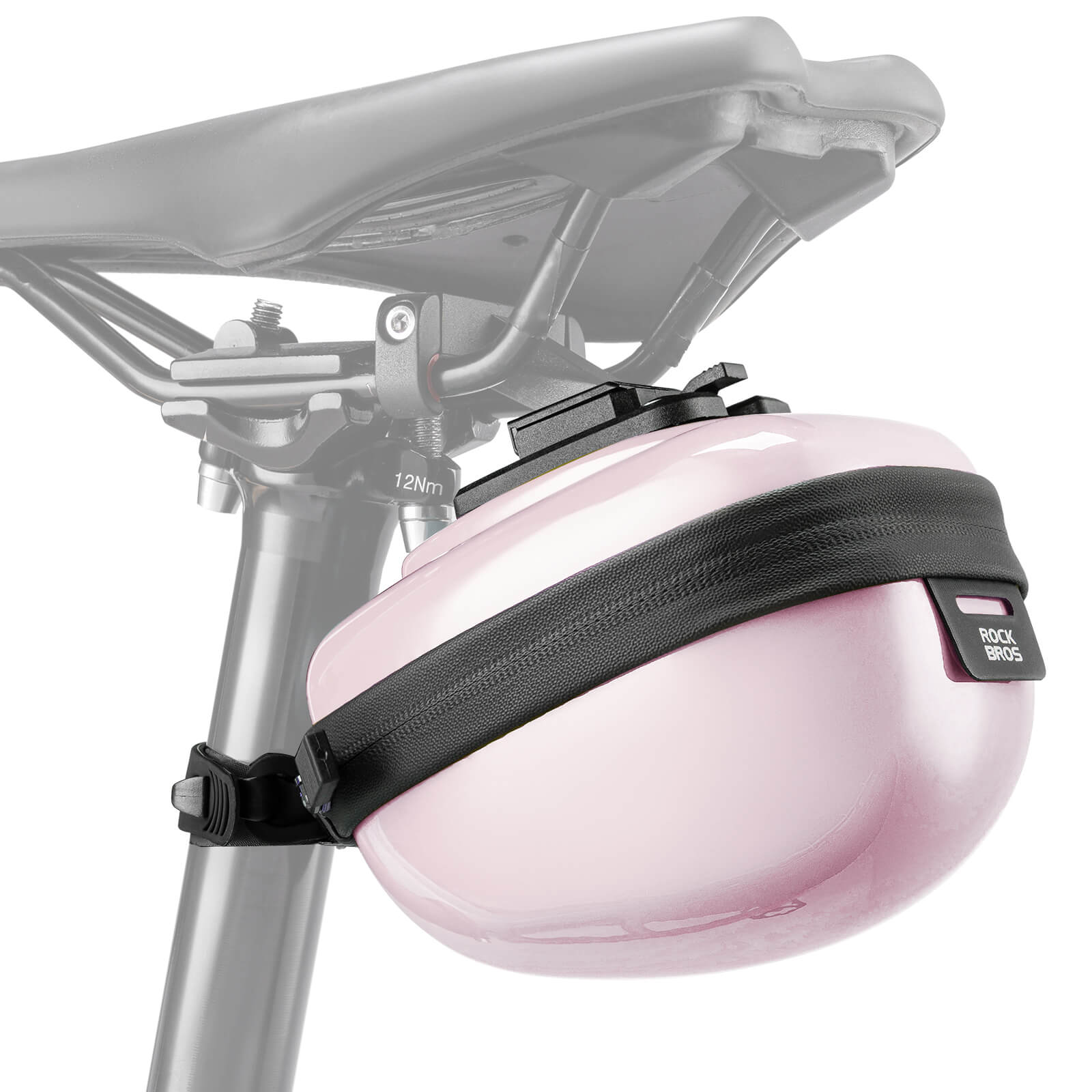 rockbros matte-black hard-shell saddle bag #Color_Pink