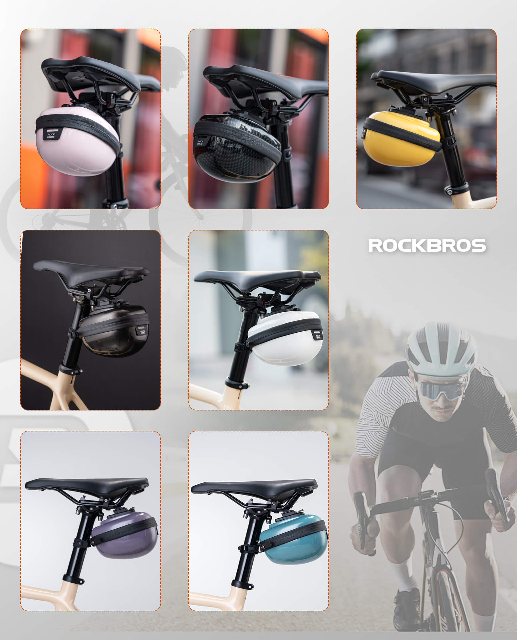 rockbros matte-black hard-shell saddle bag