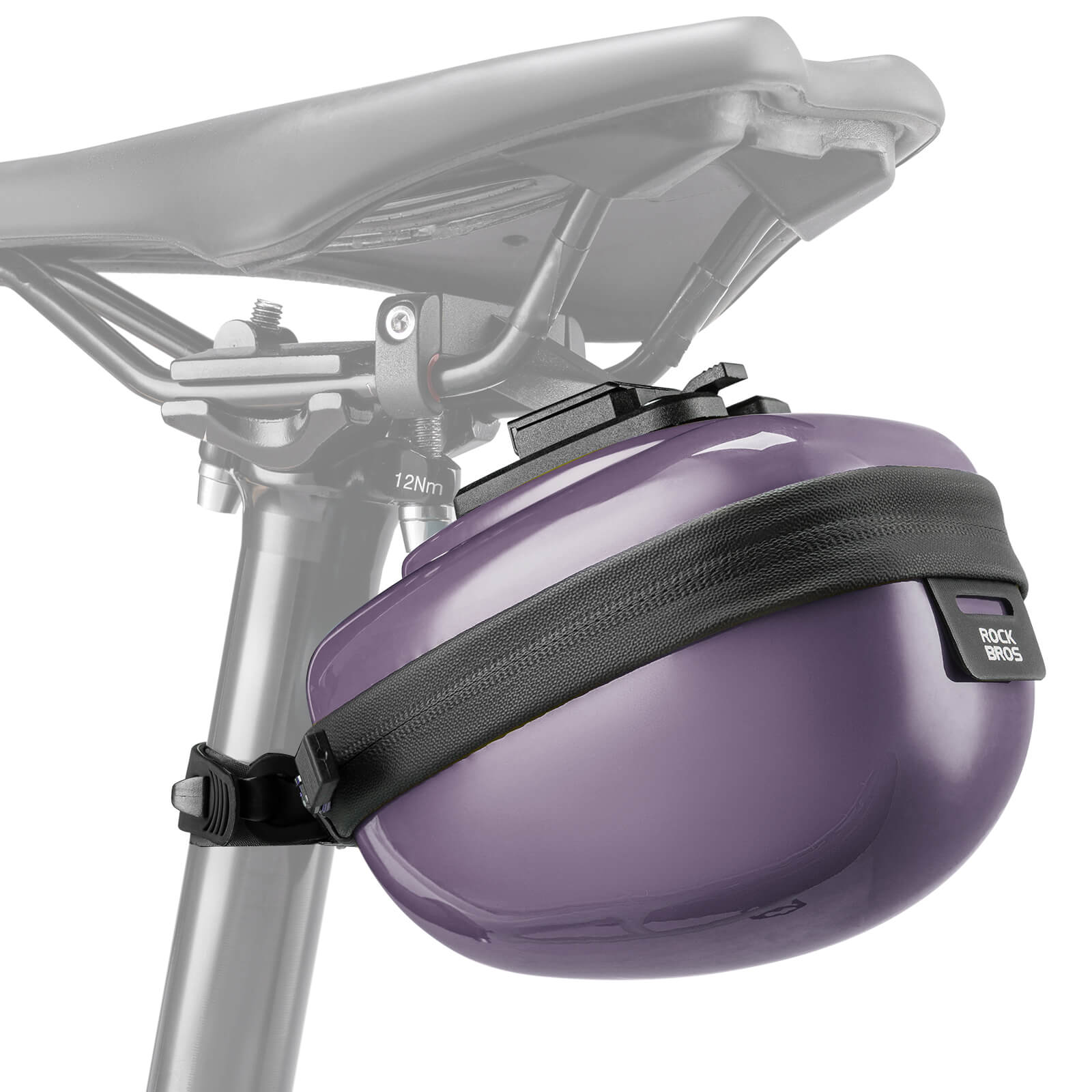 rockbros matte-black hard-shell saddle bag #Color_Purple
