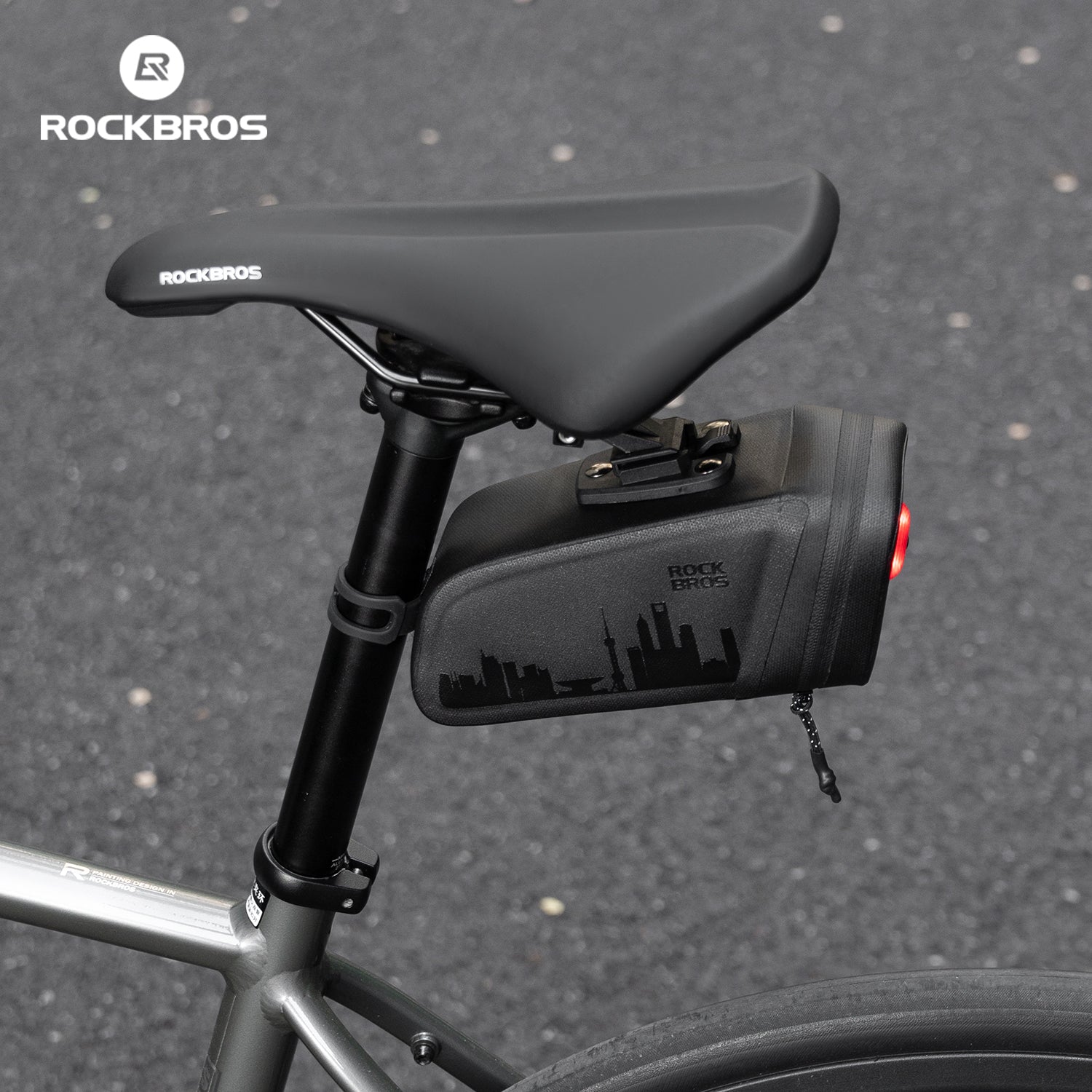 ROCKBROS Bike Saddle Bag Waterproof with Brake Sensor Tail Light - AS-141