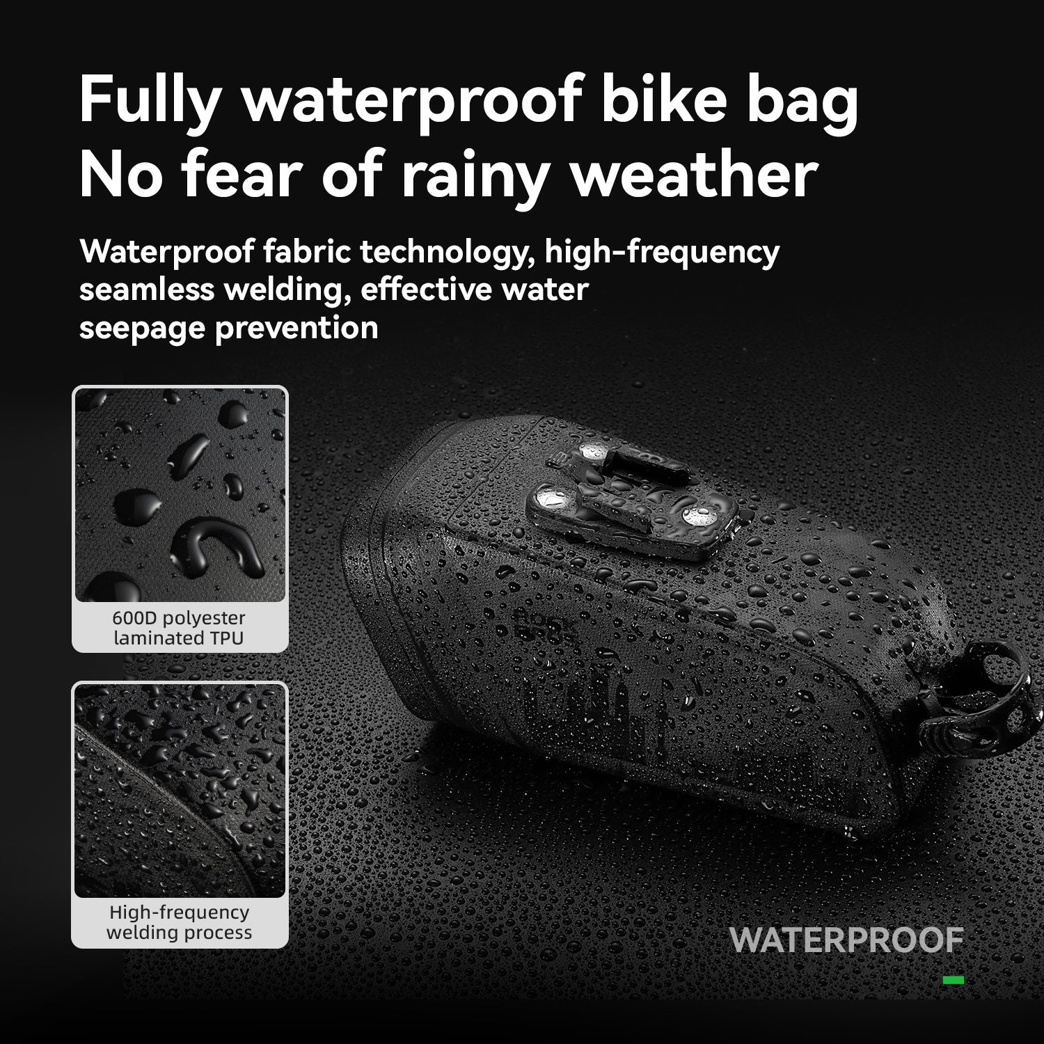 ROCKBROS Bike Saddle Bag Waterproof with Brake Sensor Tail Light - AS-141