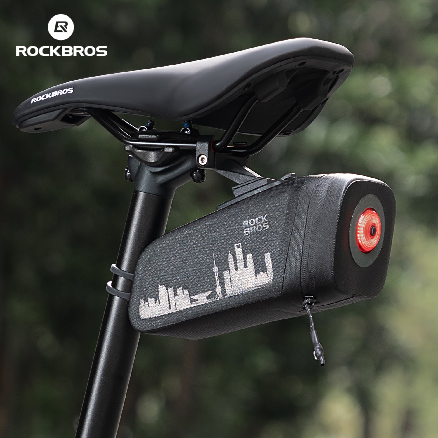 ROCKBROS Bike Saddle Bag Waterproof with Brake Sensor Tail Light - AS-141
