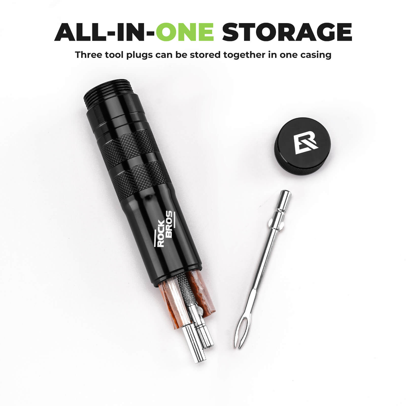 compact rockbros bicycle tyre repair kit with pre-glued patches, metal rasp and storage box for roadside emergencies