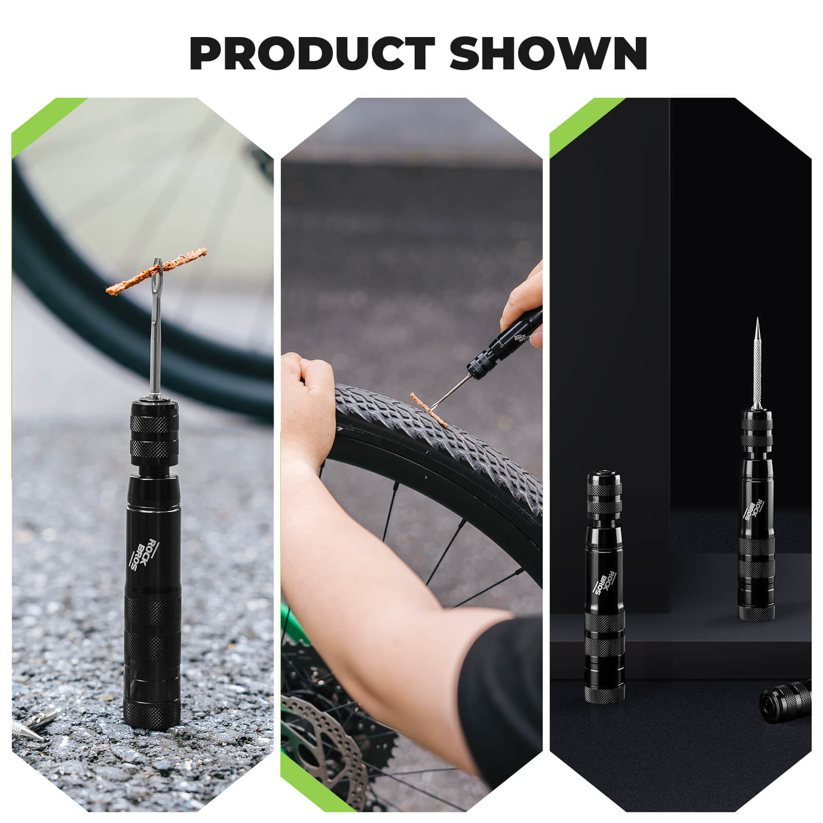 compact rockbros bicycle tyre repair kit with pre-glued patches, metal rasp and storage box for roadside emergencies