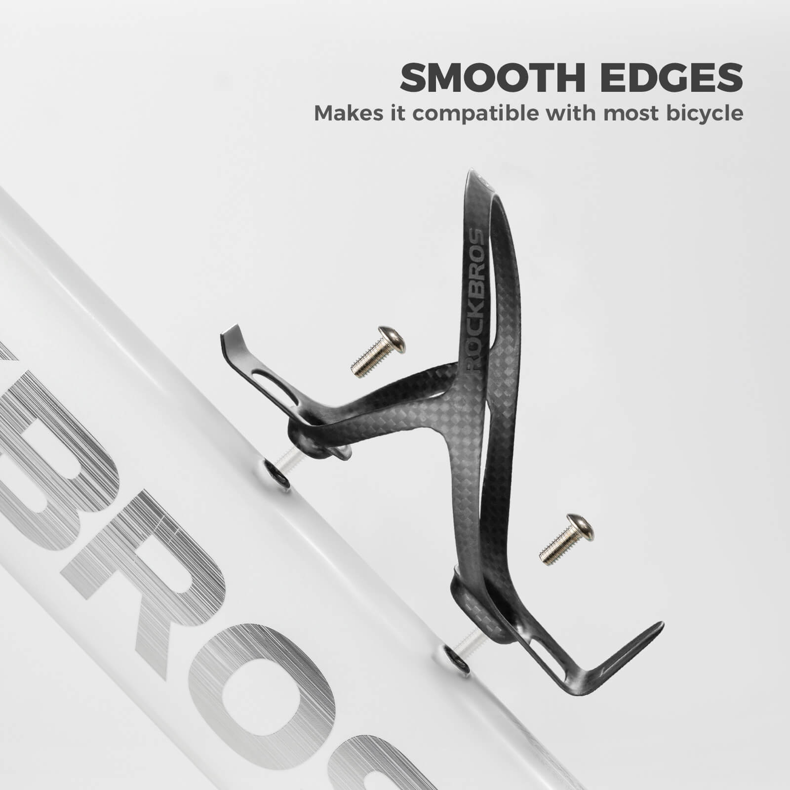 Lightweight ROCKBROS carbon fibre water bottle cages, designed for a secure hold and sleek fit on road and mountain bikes.