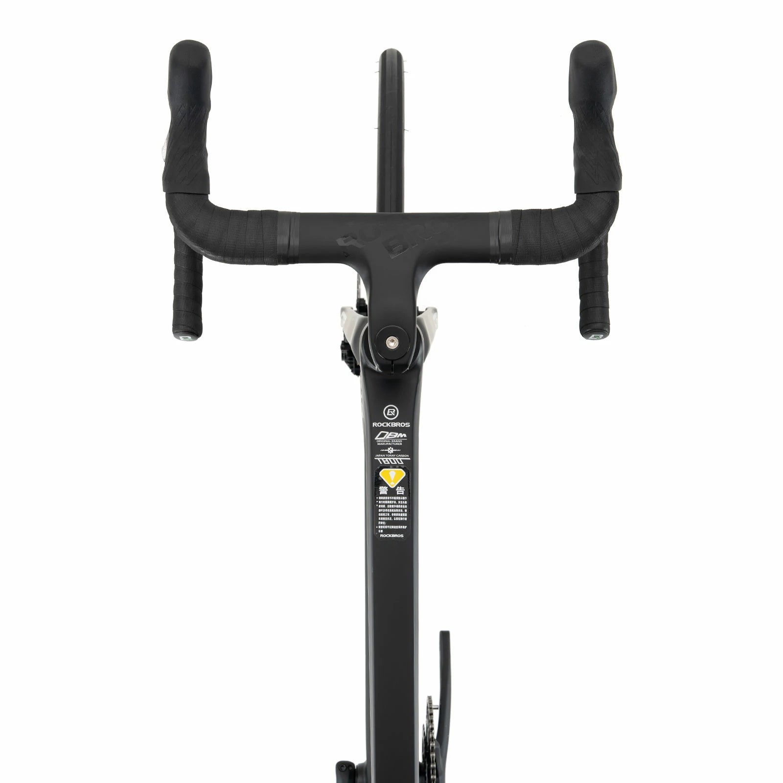 Rockbros carbon road bike in deep black with disc brakes and integrated carbon handlebar#COLOR_Black