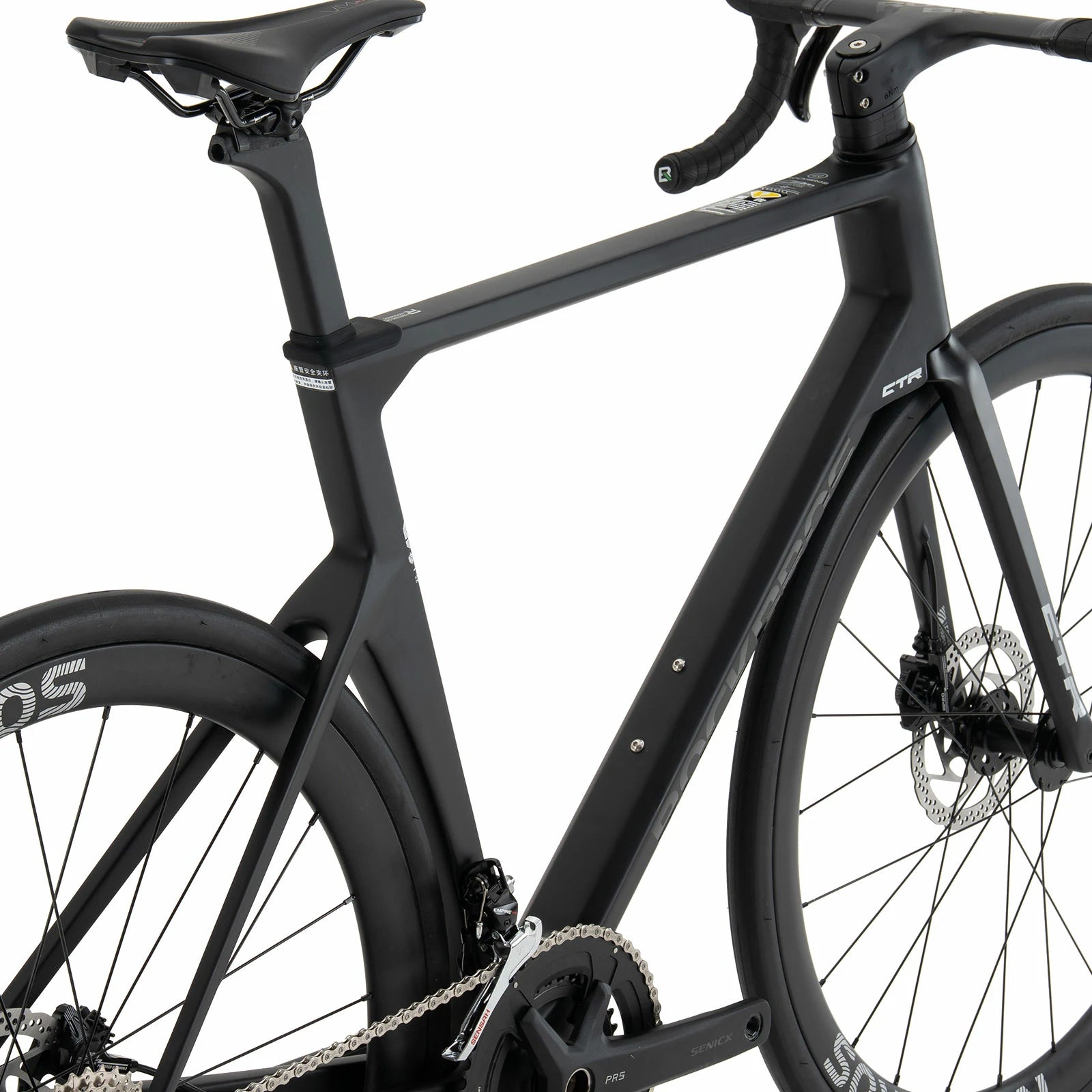 Rockbros carbon road bike in deep black with disc brakes and integrated carbon handlebar#COLOR_Black