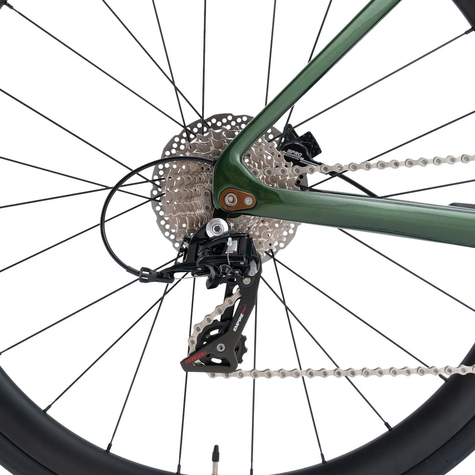 Rockbros carbon road bike in deep black with disc brakes and integrated carbon handlebar#COLOR_Dark Green