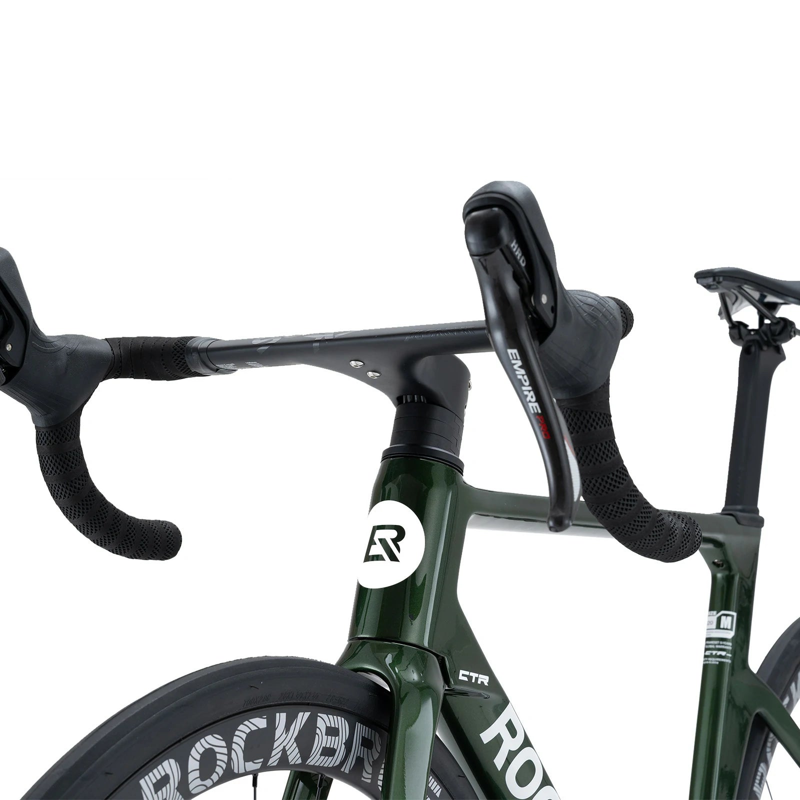 Rockbros carbon road bike in deep black with disc brakes and integrated carbon handlebar#COLOR_Dark Green