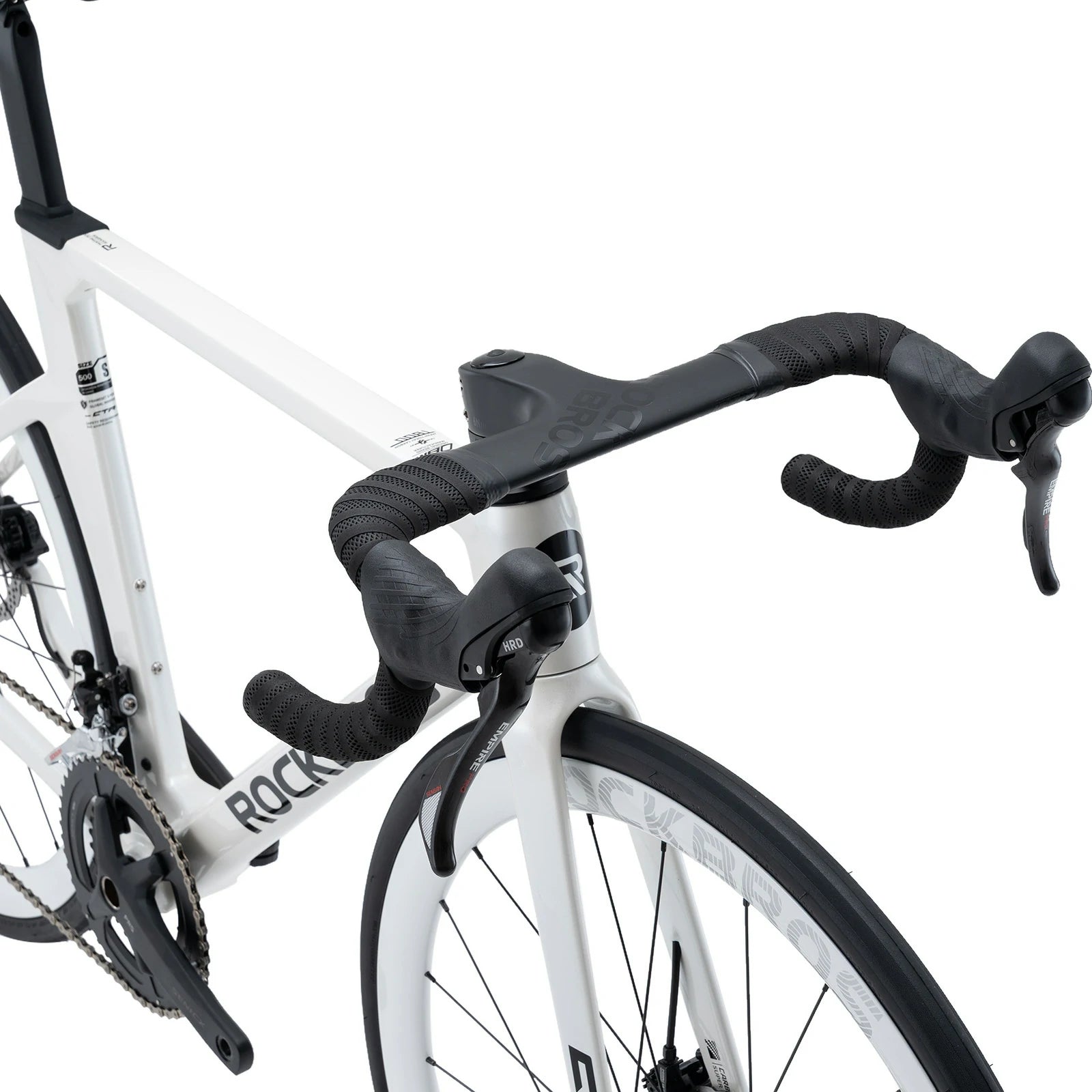 Rockbros carbon road bike in deep black with disc brakes and integrated carbon handlebar#COLOR_White