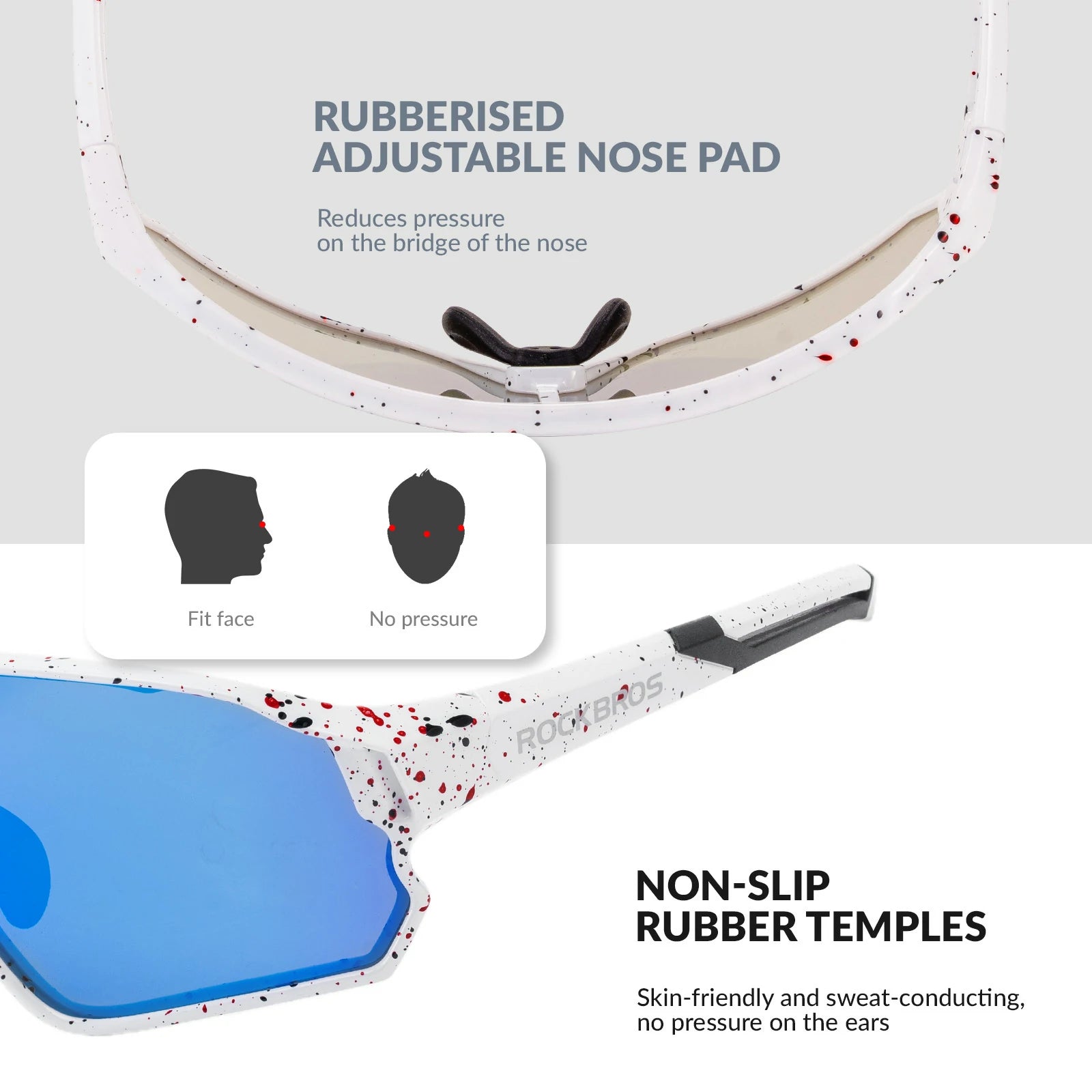 ROCKBROS Children's Cycling glasses UV400 Protection Sunglasses for Boys Girls #Color_Black & White