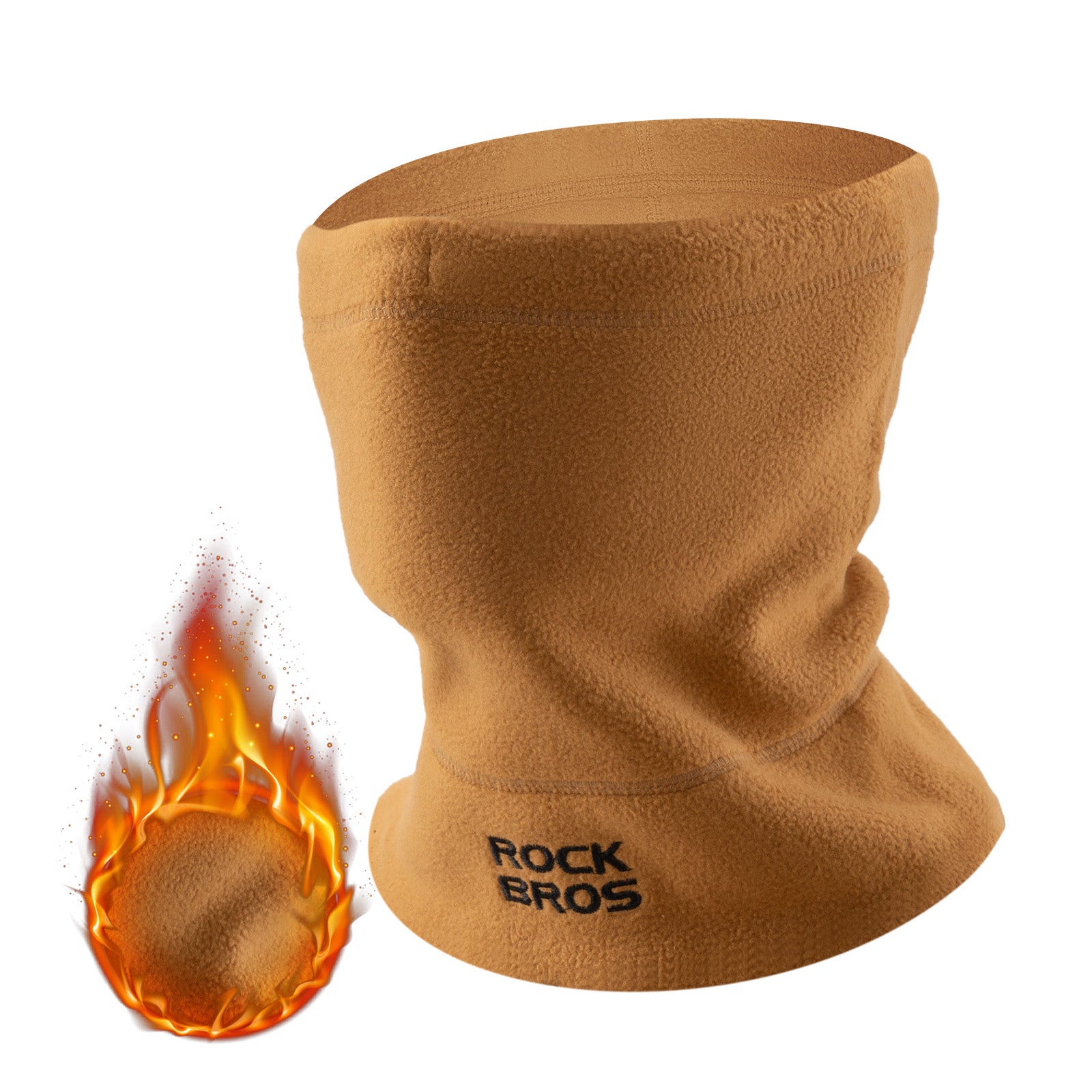 rockbros thermal fleece balaclava in black, windproof and breathable #Color_Khaki