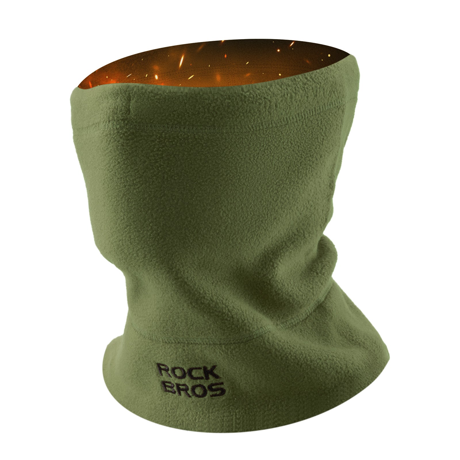 rockbros thermal fleece balaclava in black, windproof and breathable #Color_Dark Green