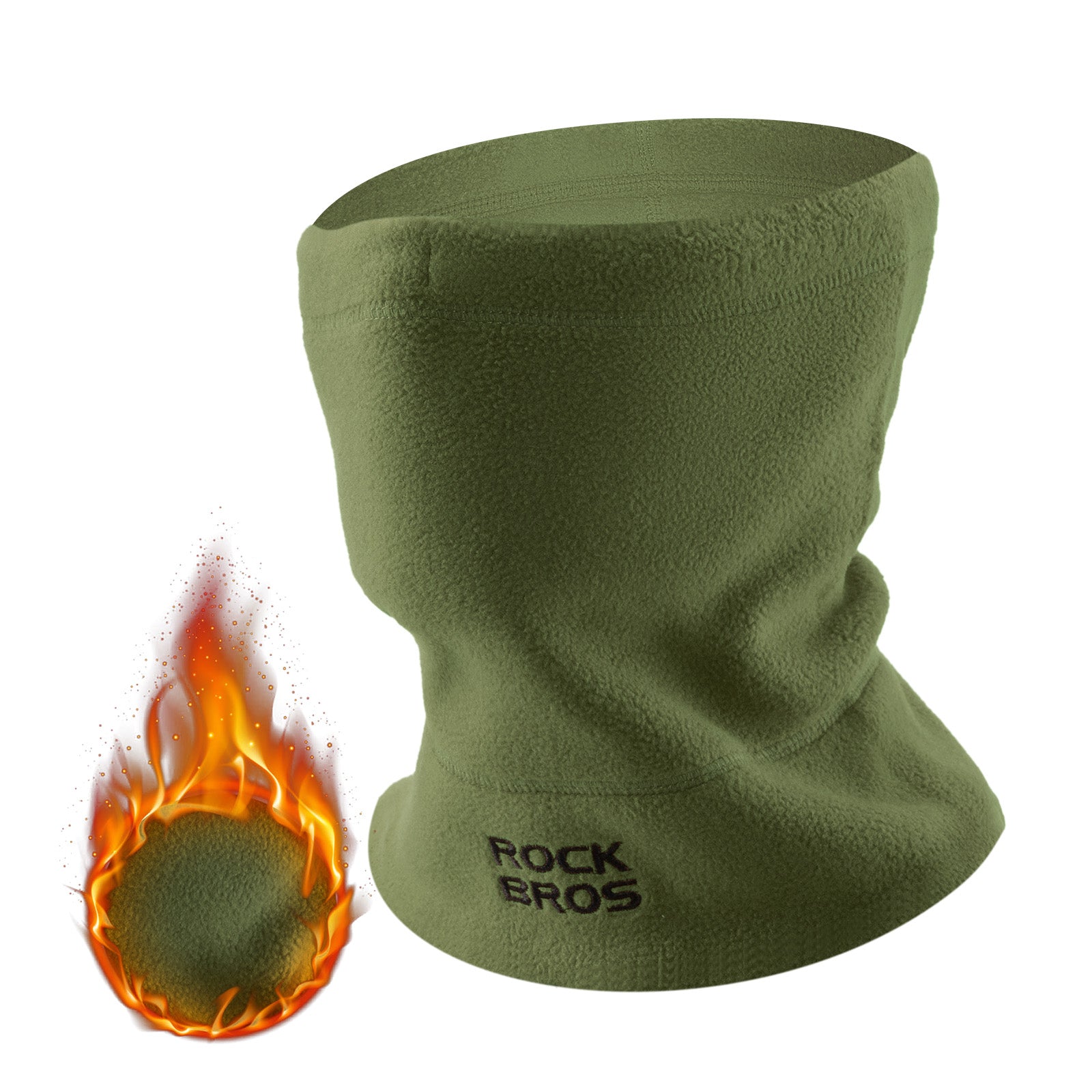 rockbros thermal fleece balaclava in black, windproof and breathable #Color_Dark Green