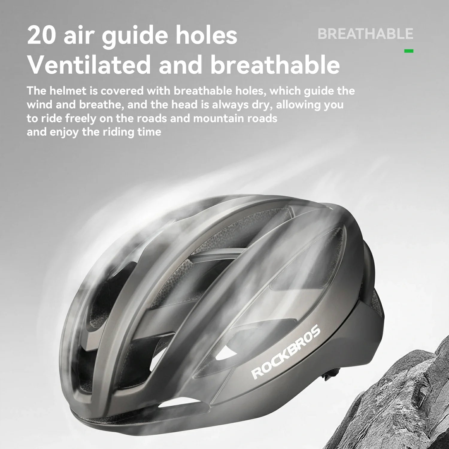 ROCKBROS cycling helmet LK-69 with bionic support structure, offering enhanced impact protection, comfort, and aerodynamic performance for road cycling.