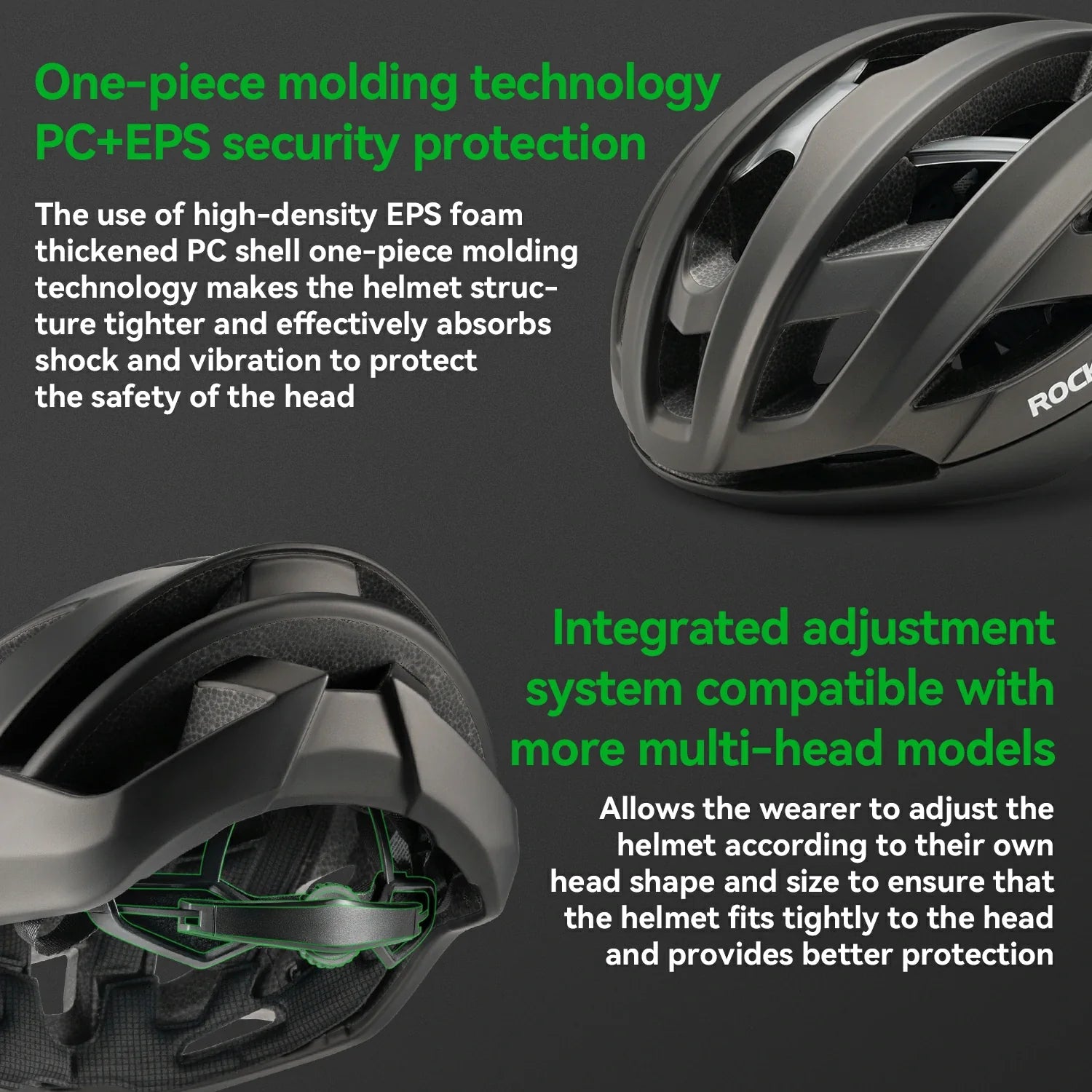 ROCKBROS cycling helmet LK-69 with bionic support structure, offering enhanced impact protection, comfort, and aerodynamic performance for road cycling.
